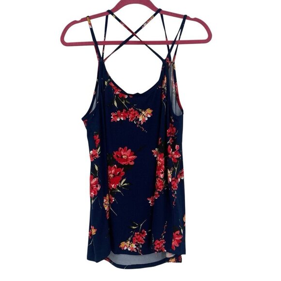 Papermoon Stitchfix Plus Size 1X Navy Blue Floral Strappy Tank Top NWT - Picture 7 of 13